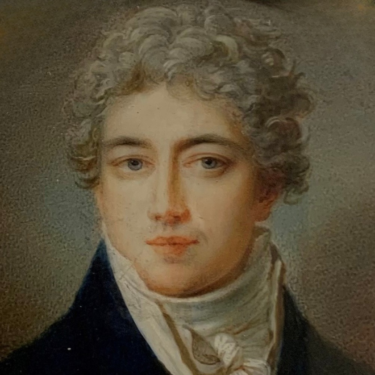 Porträtt av den svenske greven och utrikesstatsministern Gustaf af Wetterstedt från år 1811, avbildad i bröstbild. Han har ljust, lockigt hår och bär en mörk jacka med en tidstypisk hög, vit krage och halsduk. Målningen är en gouache utförd av konstnären Giovanni Domenico Bossi.